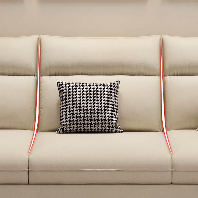 Contemporary Faux Leather Sofa with Ottoman Included in Pine Wood