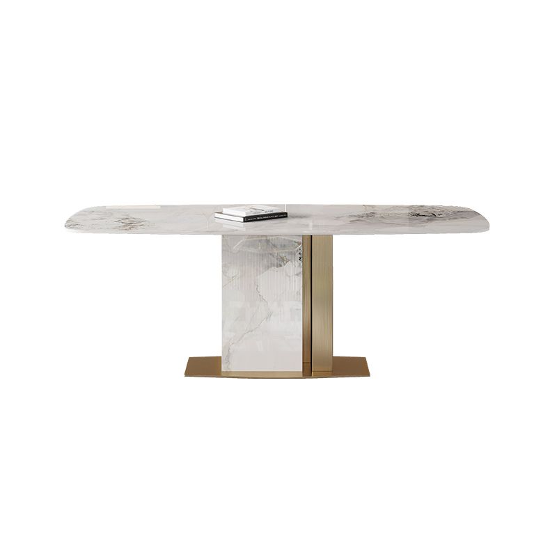 Glam Dining Table Set 1/4/5/7 Pcs Stone Dining Table with Armless Chairs