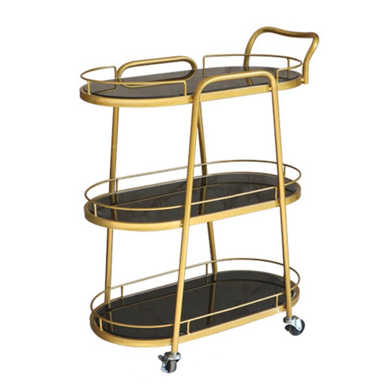 Modern Style Oval Prep Table Rolling Metal Prep Table for Kitchen