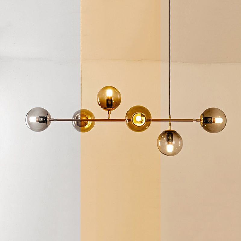 4 / 6 - Light Ceiling Pendant Fixture Metal and Glass Ball Shade Kitchen Island Light