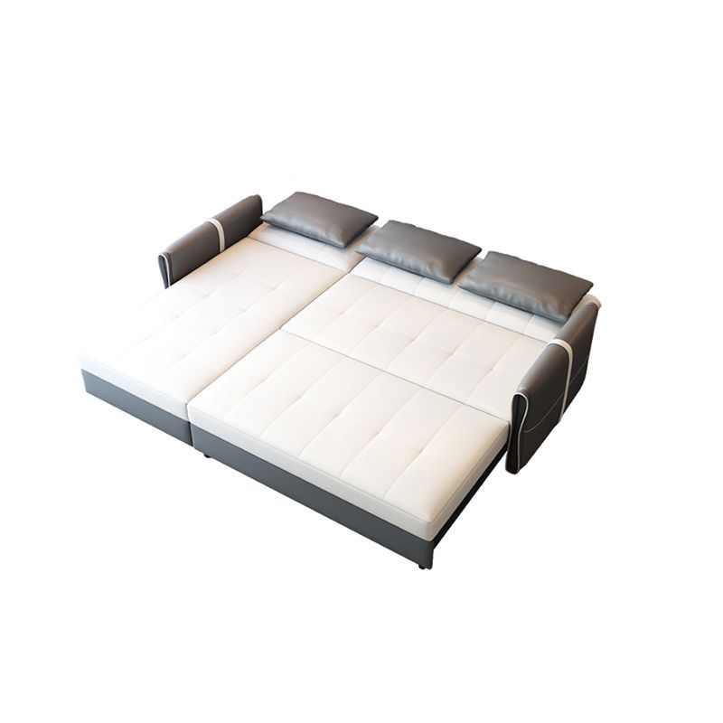 Mid Century Modern Tight Back Sofa Faux Leather Square Arm Sofa