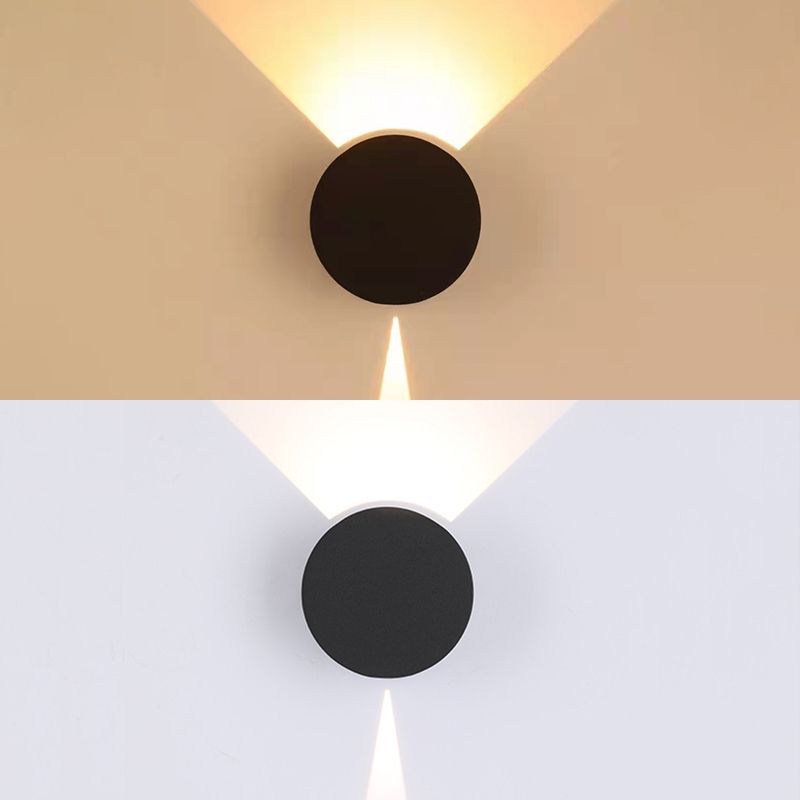 Circular Shape Wall Light Modern Style Metal 2 Lights Sconce in Black/White