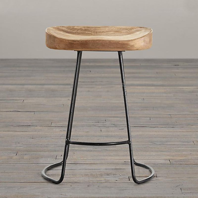 Taburete de bar industrial sin respaldo y sin brazos Taburete de mostrador de madera