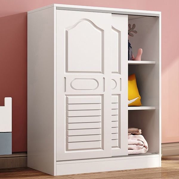 Contemporary Wood Wardrobe 2-Door Wardrobe Closet for Bedroom