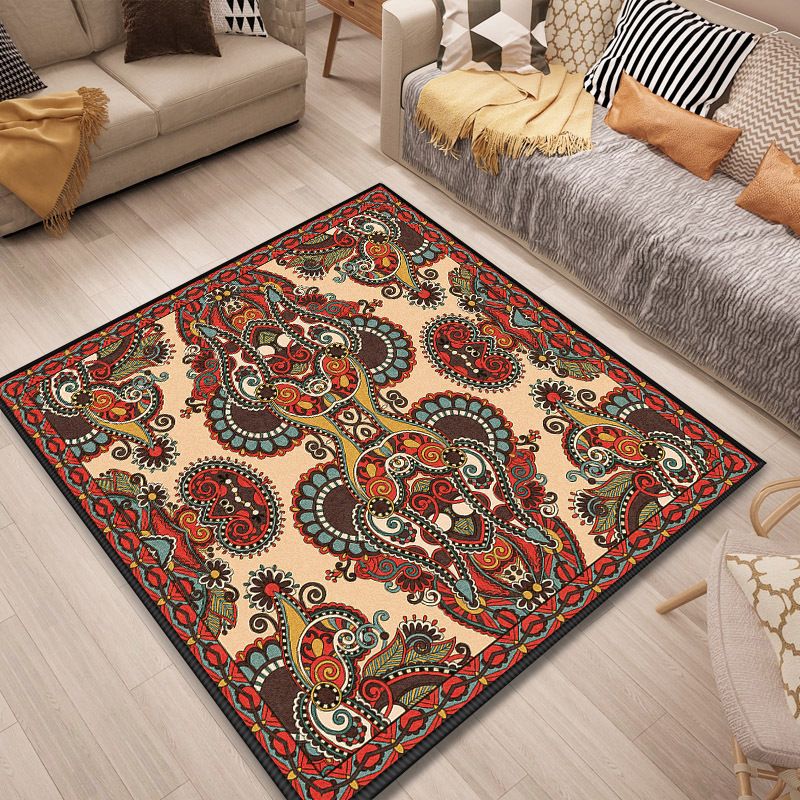 Persian Door Rug Multi Color Tribal Print Carpet Polypropylene Pet Friendly Non-Slip Stain Resistant Area Rug