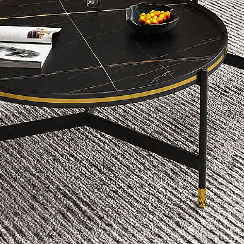 Round Slate 3 Legs Coffee Cocktail Table 2-Piece Coffee Table Set