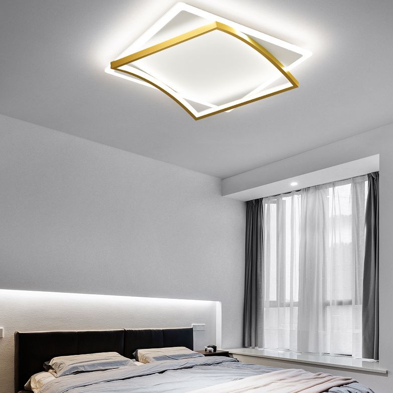 Modern Minimalist Double Geometric Flush Mount Light Metal LED Bedroom Flush Ceiling Light