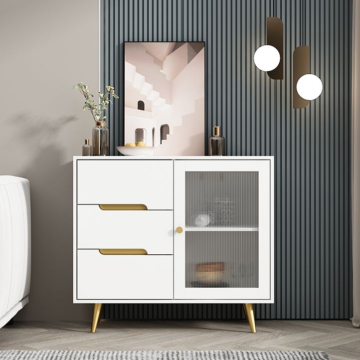 35.5"L Glass Door Wood Sideboard Modern Credenza with Storage and Drawer for Living Room