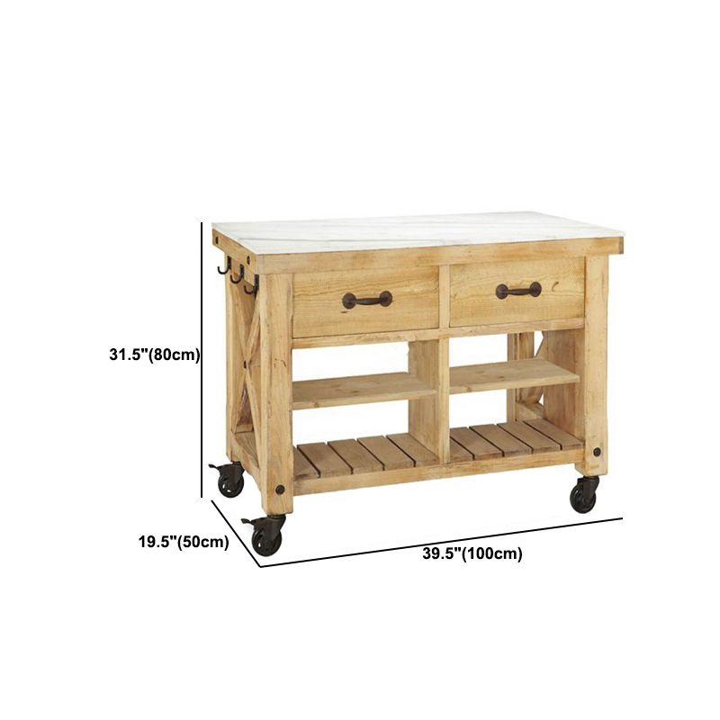 Contemporary Wood Kitchen Trolley Stationary Kitchen Trolley with Drawer