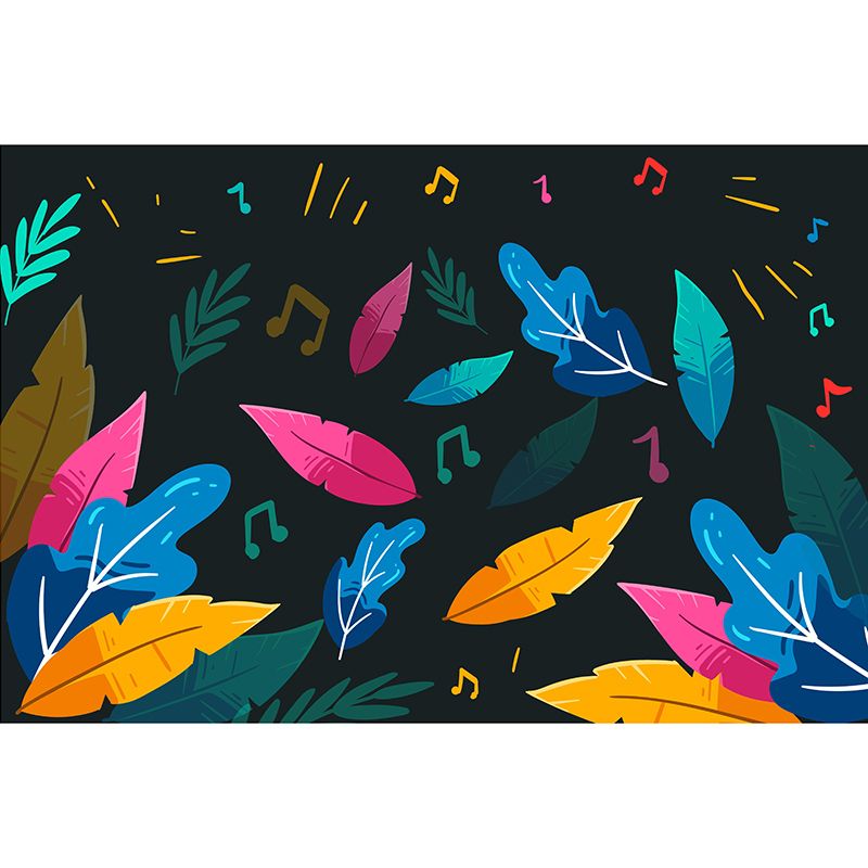 Cartoon Leafs Murals Tropical Style Leaves Murals for Home Decor