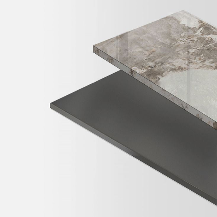 Contemporary Sintered Stone Top Metal Base Dining Table with Chairs