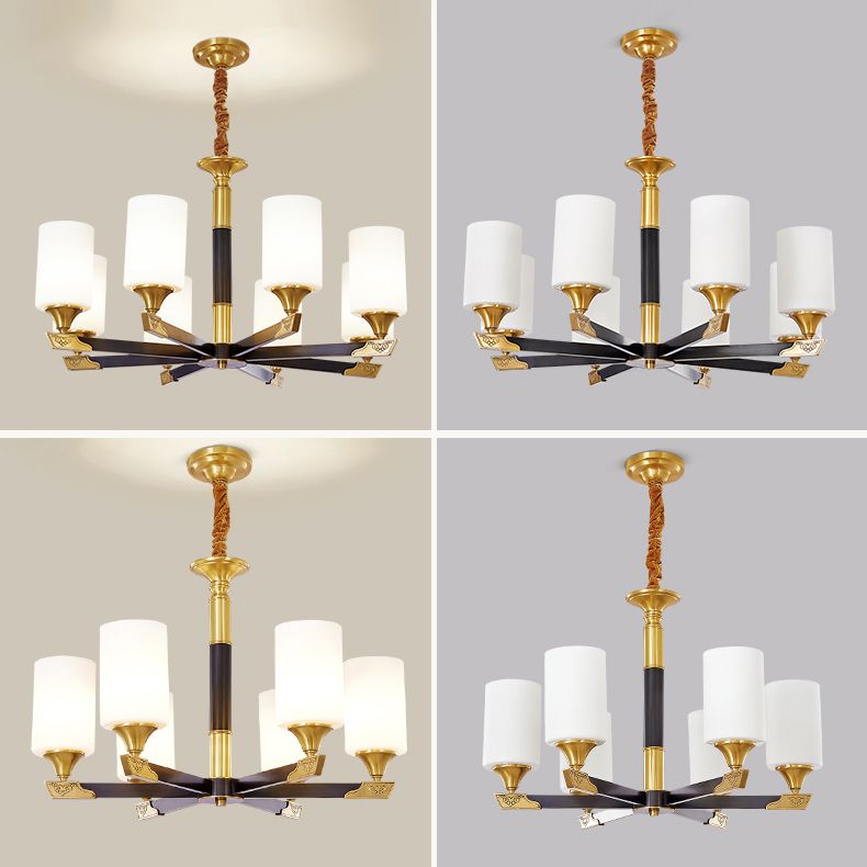 Modern Minimalism Style Cylindrical Hanging Chandelier Copper Ceiling Chandelier