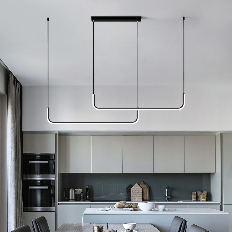 Modern Dining Chandelier Light Modern Strip Shape Pendant Light Fixture for Dining Room