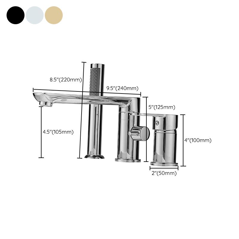 Modern Deck Mounted Freestanding Tub Filler Metal Freestanding Faucet with Handles
