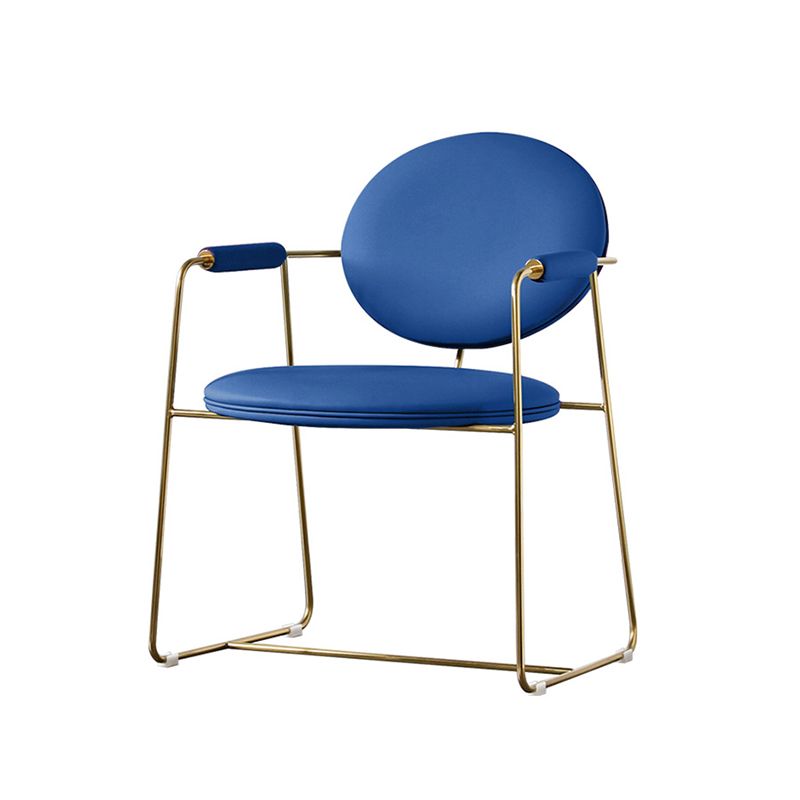 Upholstered Arm Chair Gold Base Dining Chair for Dining Room