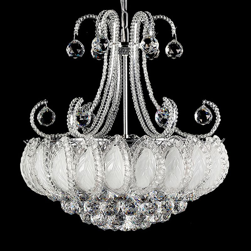 Modernist Waterfall Chandelier Clear Crystal Orb 5-Head Living Room Pendant Light Fixture in Chrome/Gold