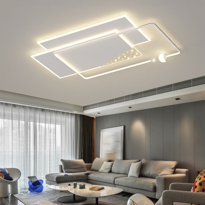 Modern Metal LED Flush Mount Geometric Shape Ceiling Lamp with Acrylic Shade for Bedroom
