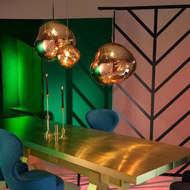 1 Light Rock Ceiling Light Modern Simple Dimpled Blown Glass Ceiling Fixture for Restaurant