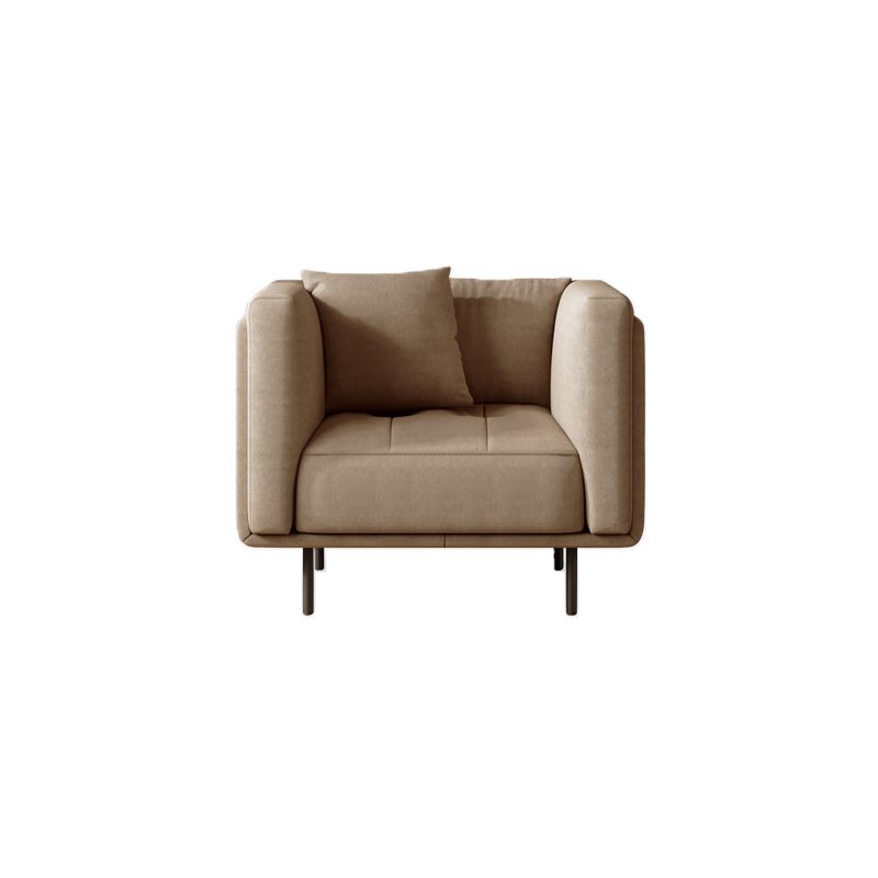 Contemporary Tuxedo Arm Cushions Sofa Faux Leather Standard Sofa with Pillows