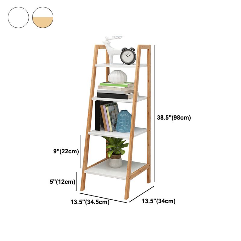 Simple Ladder Shelf Bookcase Modern Bamboo Bookshelf for Office Home