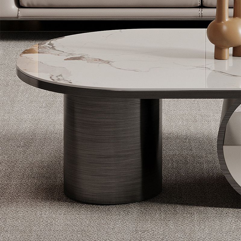 Abstract Coffee Table Slate Cocktail Table with Storage Drawer and Shelf