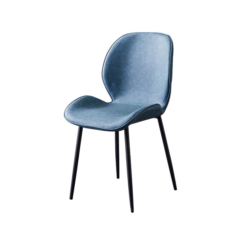 Home Scandinavian Side Chair Solid Back Metal Upholstered Dining Room Chair
