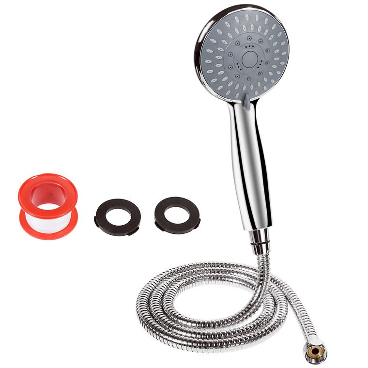 Round Handheld Shower Head Silver 5-Spray Patterns Wall-Mount Showerhead