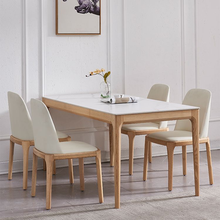 Dining Room Set Minimalist with Solid Wood Table and Upholstered Chairs