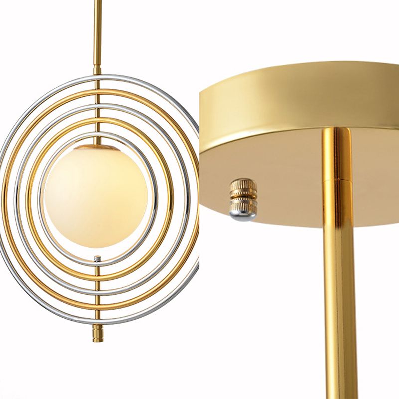 Frosted Glass Orbit hanglamp met concentrische ring eetkamer 1 licht modern hangend licht in goud