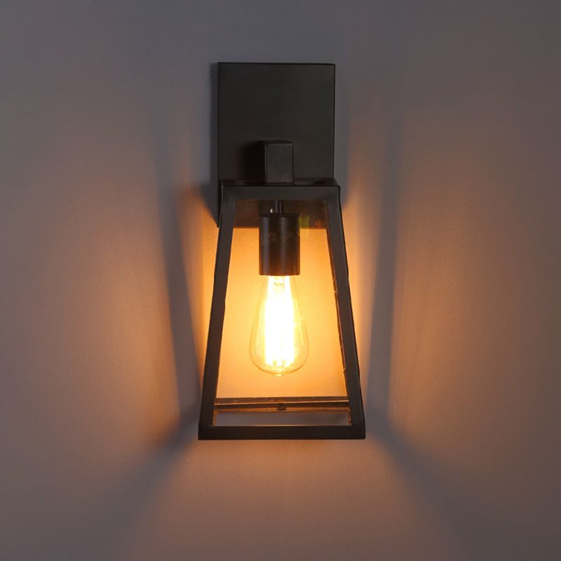 1 Light Geometric Wall Mounted Light Fixture Industrial Glass Wall Lighting Ideas Lights in Black