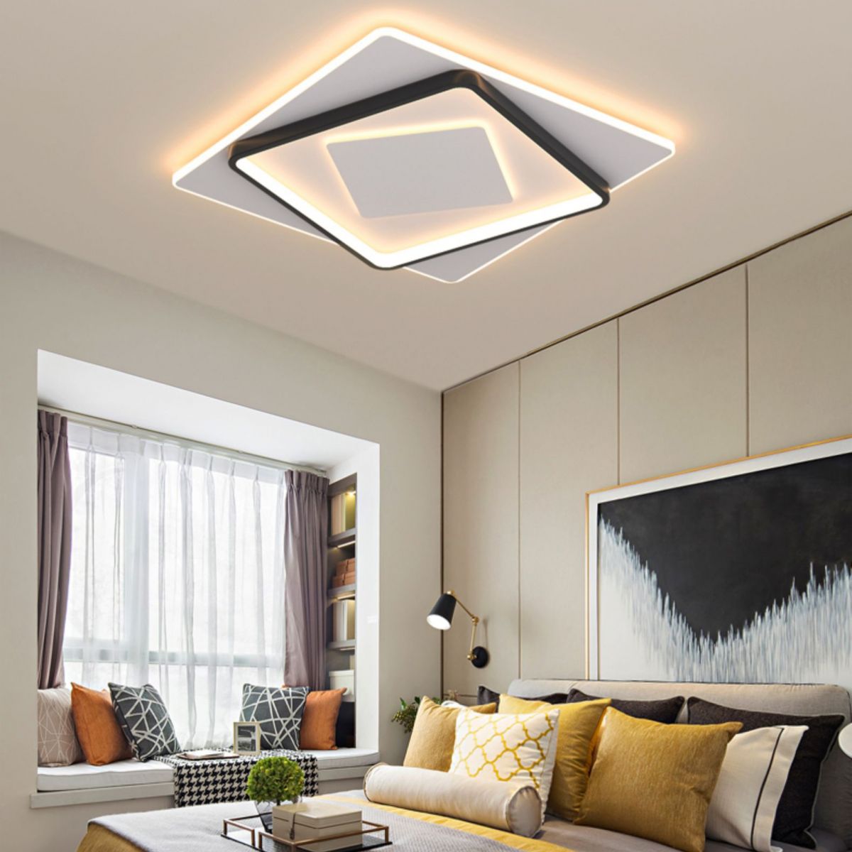 Nouveau Plafonnier LED encastré en acrylique moderne, carré, plafonnier avec 1 lumière