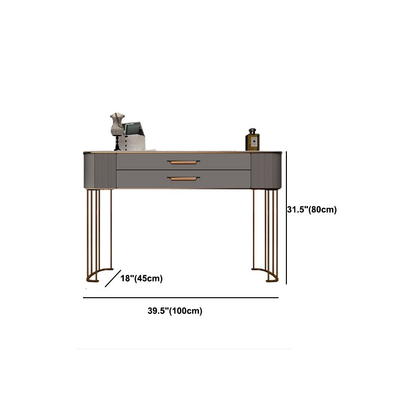 3/5-Drawers Vanity Luxurious Stone Top Vanity Table and Stool Set in Grey