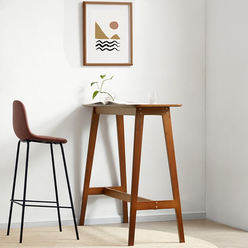 Modern Bamboo Rectangle Pub Table with Trestle for Living Room