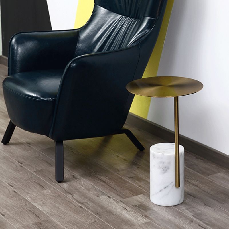 Scandinavian Side Table Marble Pedestal Round Living Room End Table