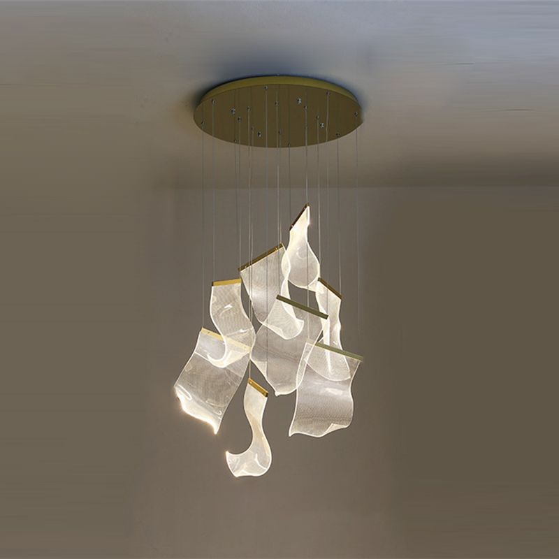 Luminaires suspendus en papier suspendu au plafond acrylique moderne pour la cage d'escalier