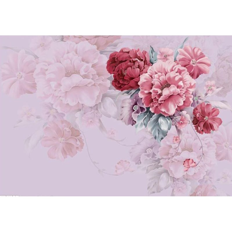 Stain-Resistant Peony Blossom Mural Trendy Non-Woven Fabric Wall Art, Custom Made
