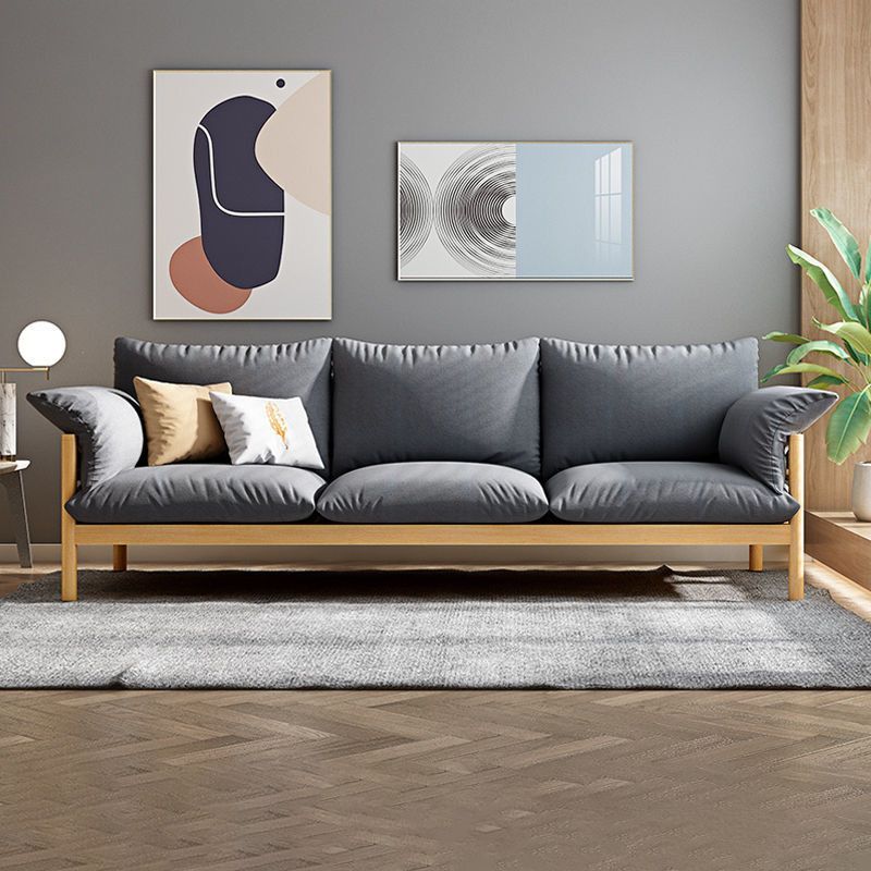 Wool 3-seater Sofa with Pillow Back Cushions and Pillow Top Arm