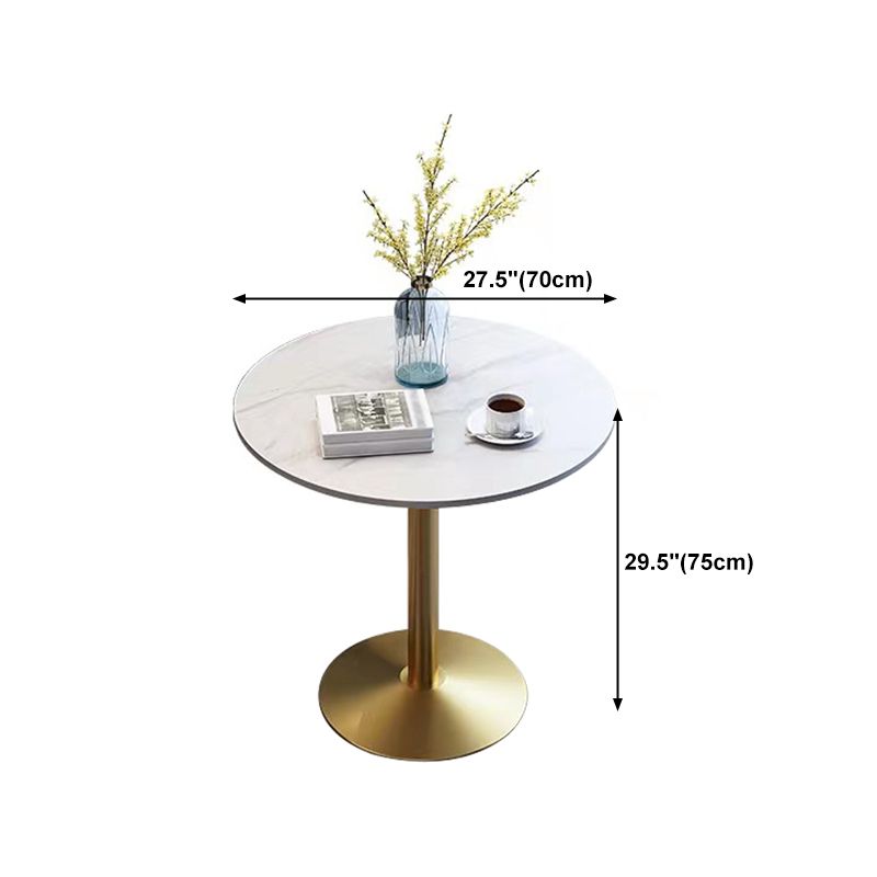 Stone Top Dining Table Round Dining Table with Pedestal Base in Gold