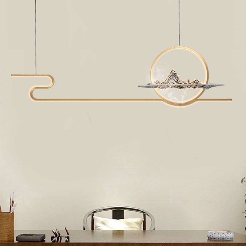 Contemporary Metal 2 Light Pendant Lights Linear Island Light Fixtures for Kitchen