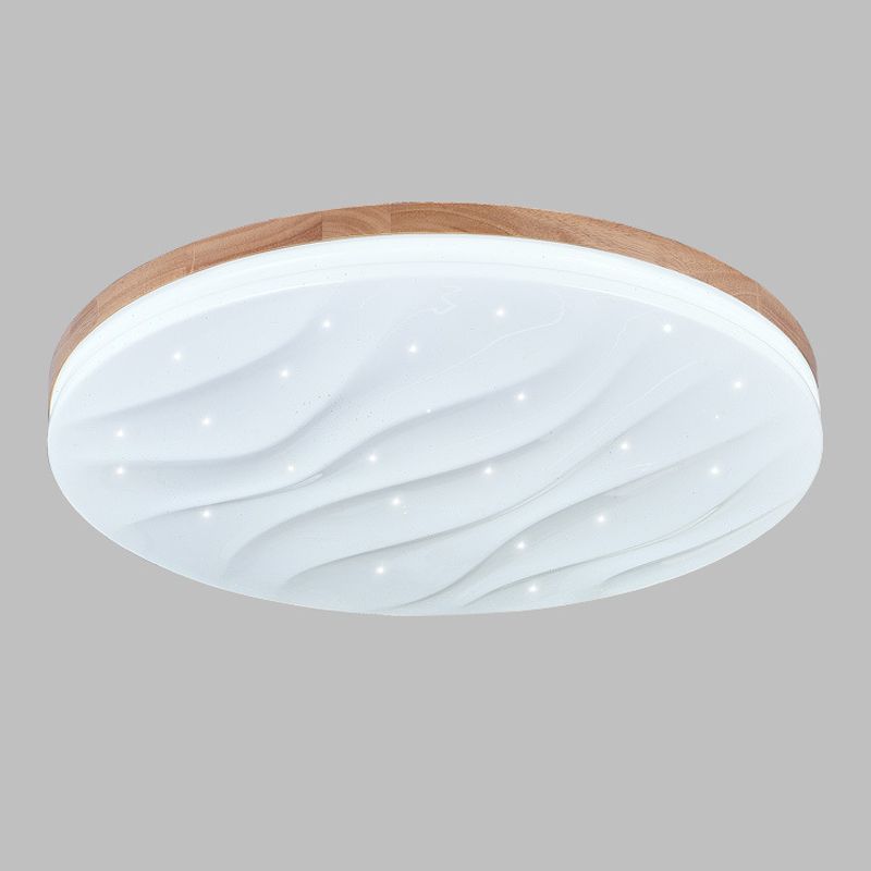 Lámpara de techo LED con forma geométrica, madera moderna, 1 luz, montaje empotrado para dormitorio, sala de estar