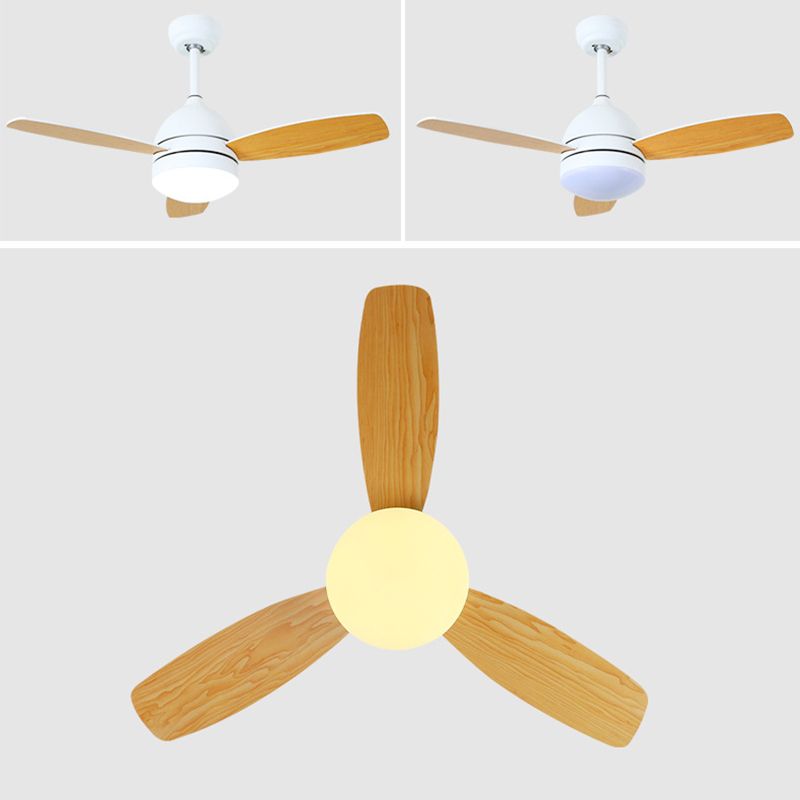 Macaron Dome Ceiling Fan Light Metallic Kids Room LED Semi Flush Mount Light