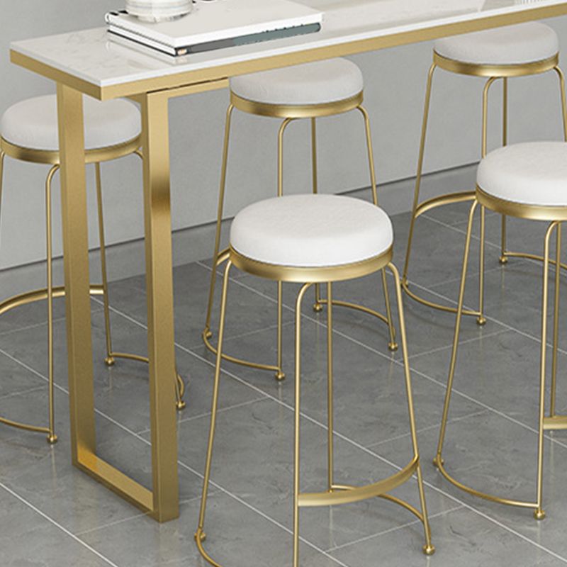 Glam Bar Height Table Faux Marble Top Bistro Table with Sled Base