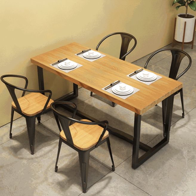 Industrial Rectangle Wooden Table Set 1/2/5 Pieces Dining Set for Kitchen
