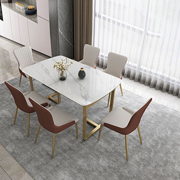 Glam 1/4/5/7 Pieces Scalable Dining Table Set with Sintered Stone Top White Dinette Set