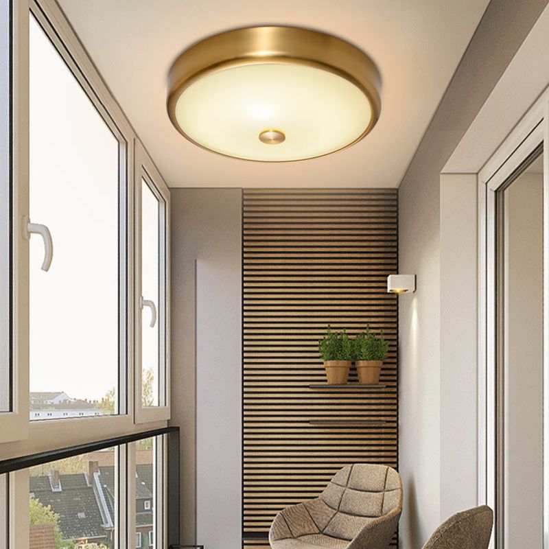 Lampada da incasso rotonda Lampada da incasso tradizionale impermeabile con paralume in vetro