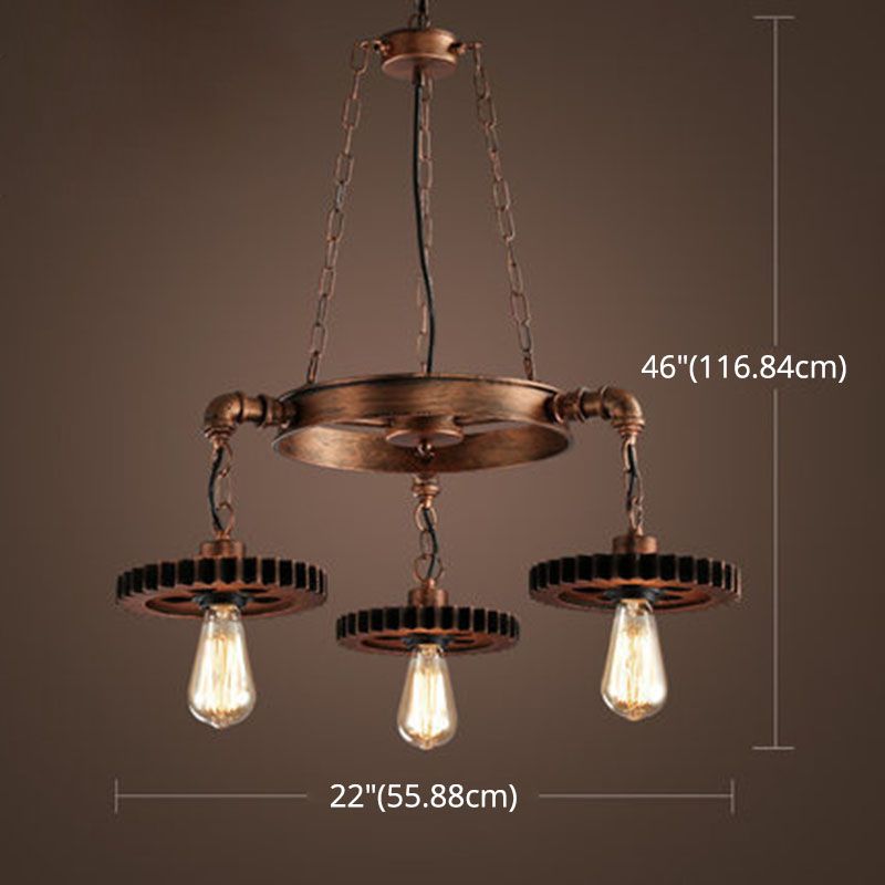 Bronze Antique suspension du lustre en fer forgé de barreaux de lustre