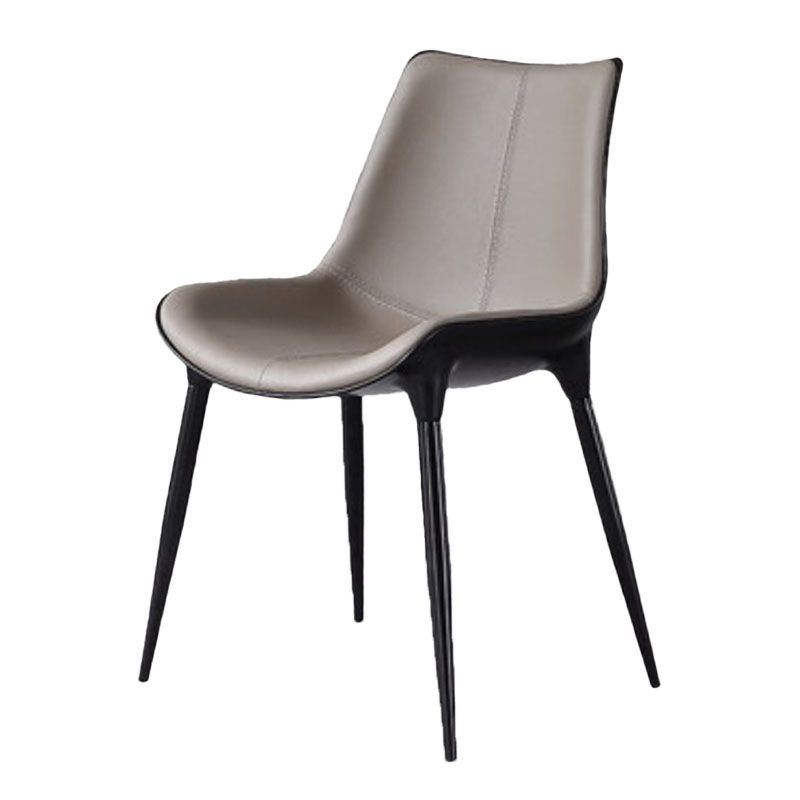 Modern Parsons Armless Chairs Leather Curved Dining and Accent Chairs