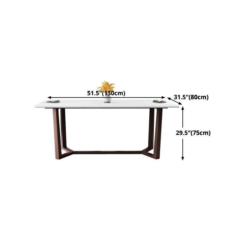 Sintered Stone White Top Table Industrial Trestle Base Table for Dining Room