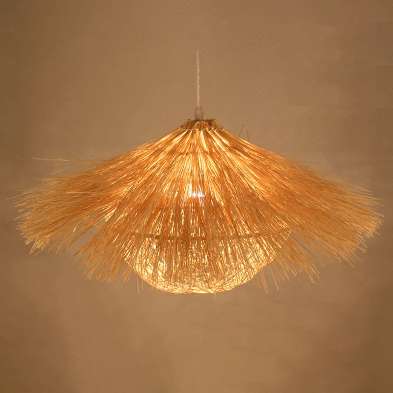 Asian Hand Twisted Ceiling Pendant Lamp Rattan 1 Light Ceiling Lamp