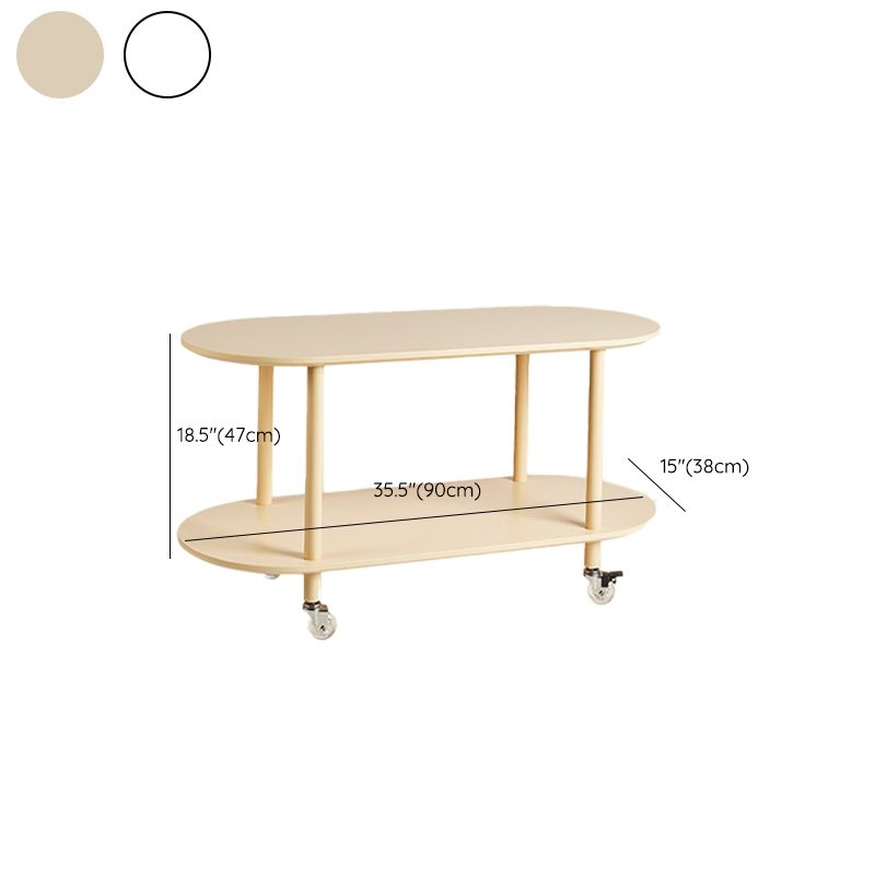 Wood Oval End Table with 4 Legs Base Storage Living Room Corner Table